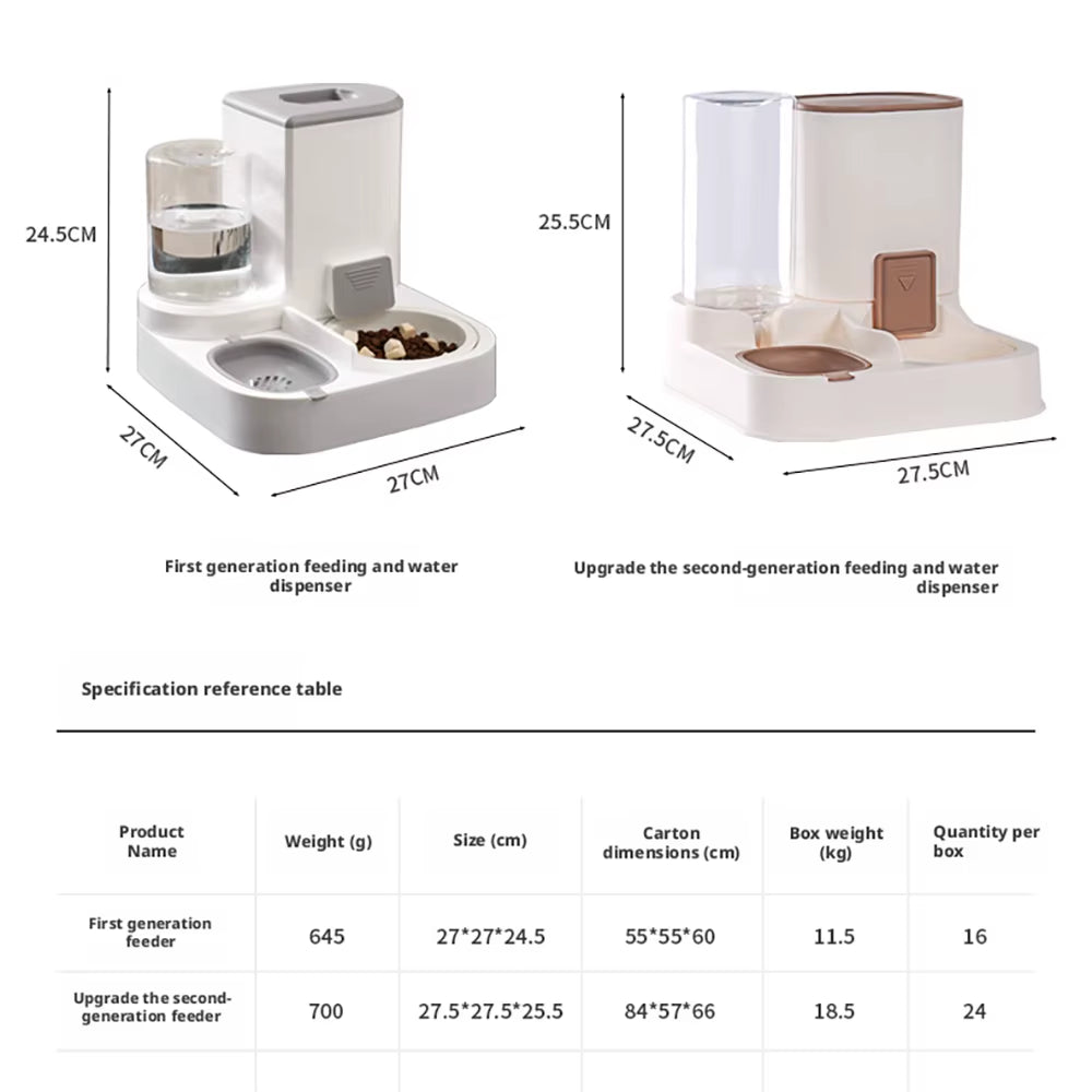 Pet Automatic Feeder and Water Dispenser 2 in 1 for Cats Dogs Supplies Water Bottle Dog Food Bowl Auto Feeding Cat Bowl