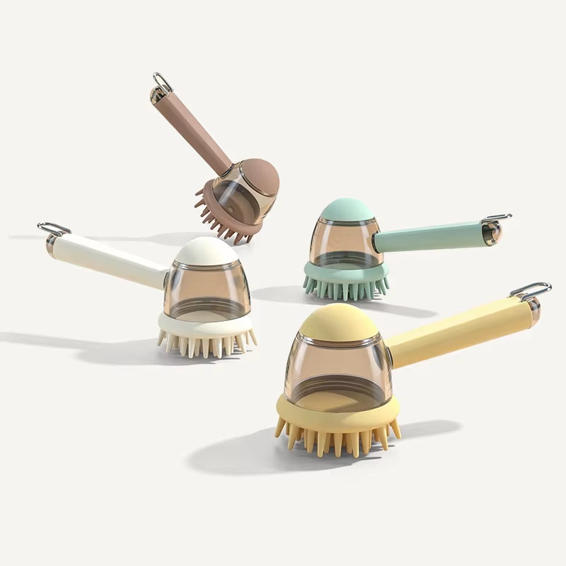 Eversoulpet Pet Silicone Shampoo Brush Dog Grooming Bath Brush with Soap Dispenser Soft Massage Scrubber for Dogs Cats