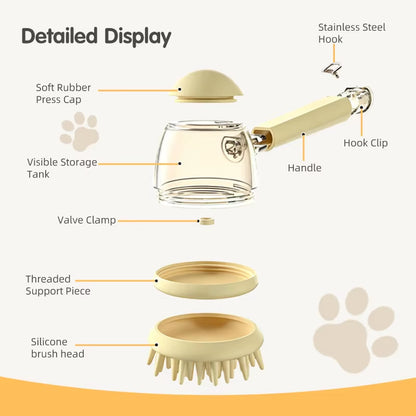 Eversoulpet Pet Silicone Shampoo Brush Dog Grooming Bath Brush with Soap Dispenser Soft Massage Scrubber for Dogs Cats