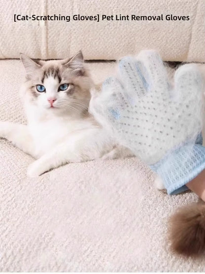 Pet Grooming Gloves for Cat Fur Removal & Deshedding Polyester Silicone Material Hair Collecting
