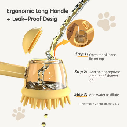 Eversoulpet Pet Silicone Shampoo Brush Dog Grooming Bath Brush with Soap Dispenser Soft Massage Scrubber for Dogs Cats