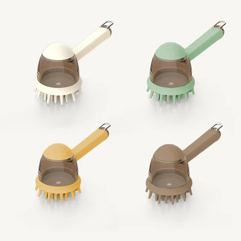 Eversoulpet Pet Silicone Shampoo Brush Dog Grooming Bath Brush with Soap Dispenser Soft Massage Scrubber for Dogs Cats