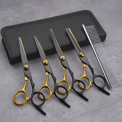 Professional Pet Hair Scissors 7 Inch Dog Hair Grooming Scissors Pet Grooming Tools Kit 6''' Stainless Steel Pet Scissors