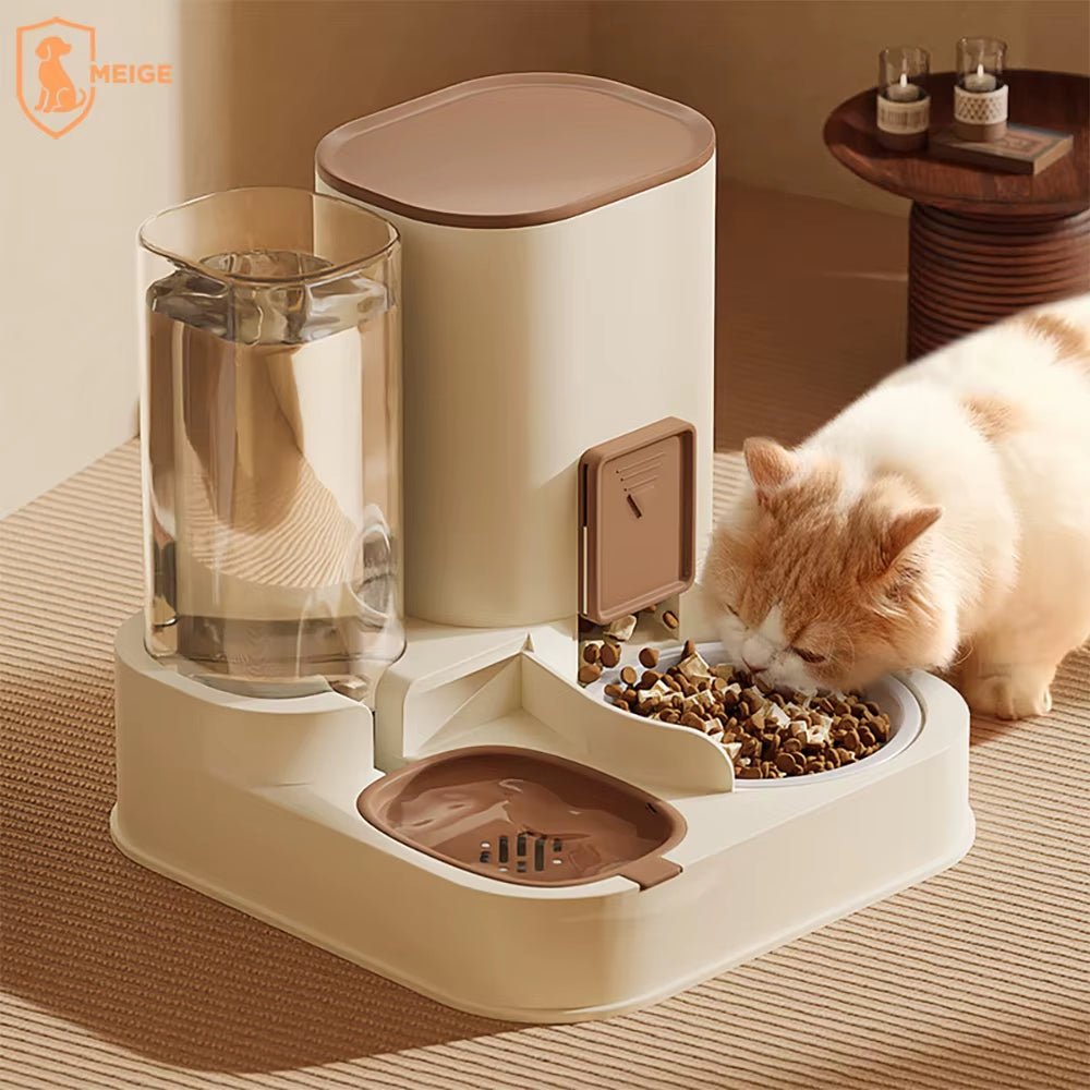 Pet Automatic Feeder and Water Dispenser 2 in 1 for Cats Dogs Supplies Water Bottle Dog Food Bowl Auto Feeding Cat Bowl