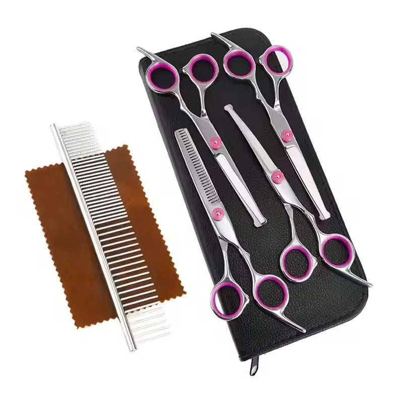 Professional Pet Hair Scissors 7 Inch Dog Hair Grooming Scissors Pet Grooming Tools Kit 6''' Stainless Steel Pet Scissors