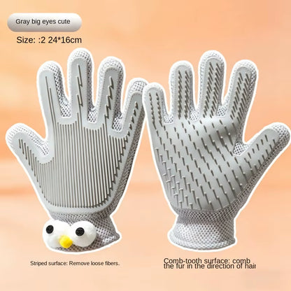 Pet Grooming Gloves for Cat Fur Removal & Deshedding Polyester Silicone Material Hair Collecting