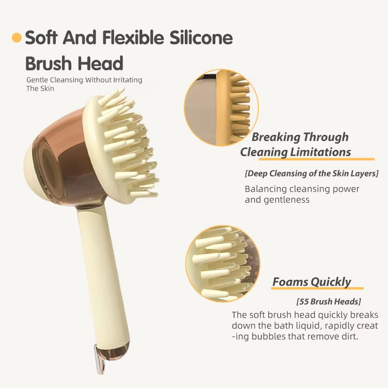 Eversoulpet Pet Silicone Shampoo Brush Dog Grooming Bath Brush with Soap Dispenser Soft Massage Scrubber for Dogs Cats