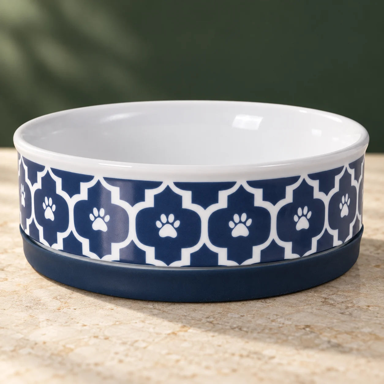 Lattice Collection Pet Bowl & Canister, Single Dish, Medium 6X2", Nautical Blue